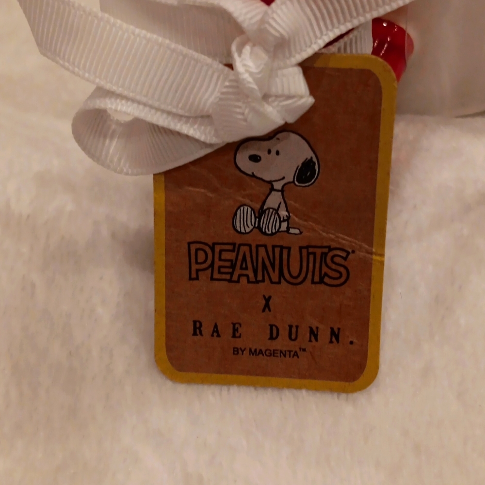 PEANUTS, Rae & Dunn - Snoopy "Happiness is Home" mug with lid, red and White - Picture 3 of 6